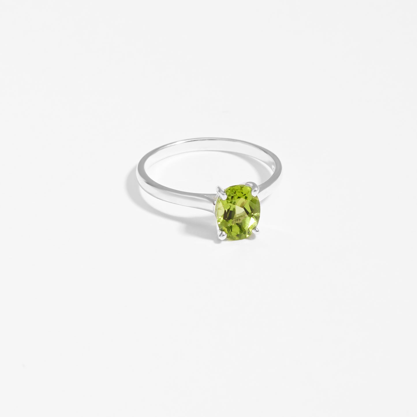 Sterling Silver Oval Peridot August Birthstone Ring