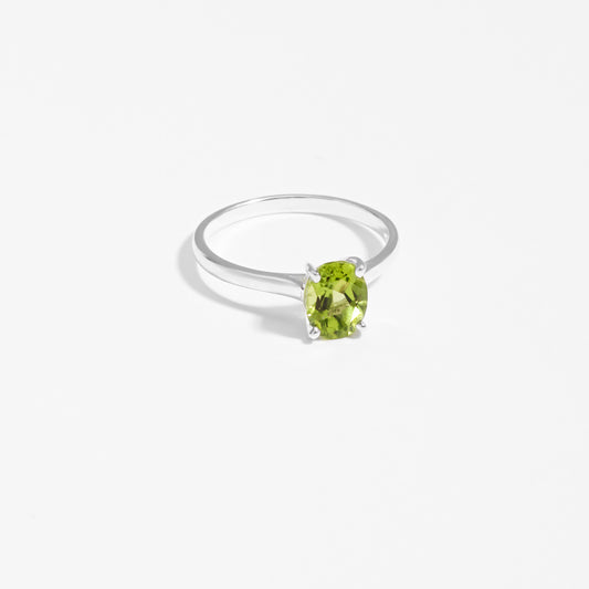 Sterling Silver Oval Peridot August Birthstone Ring