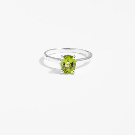 Sterling Silver Oval Peridot August Birthstone Ring
