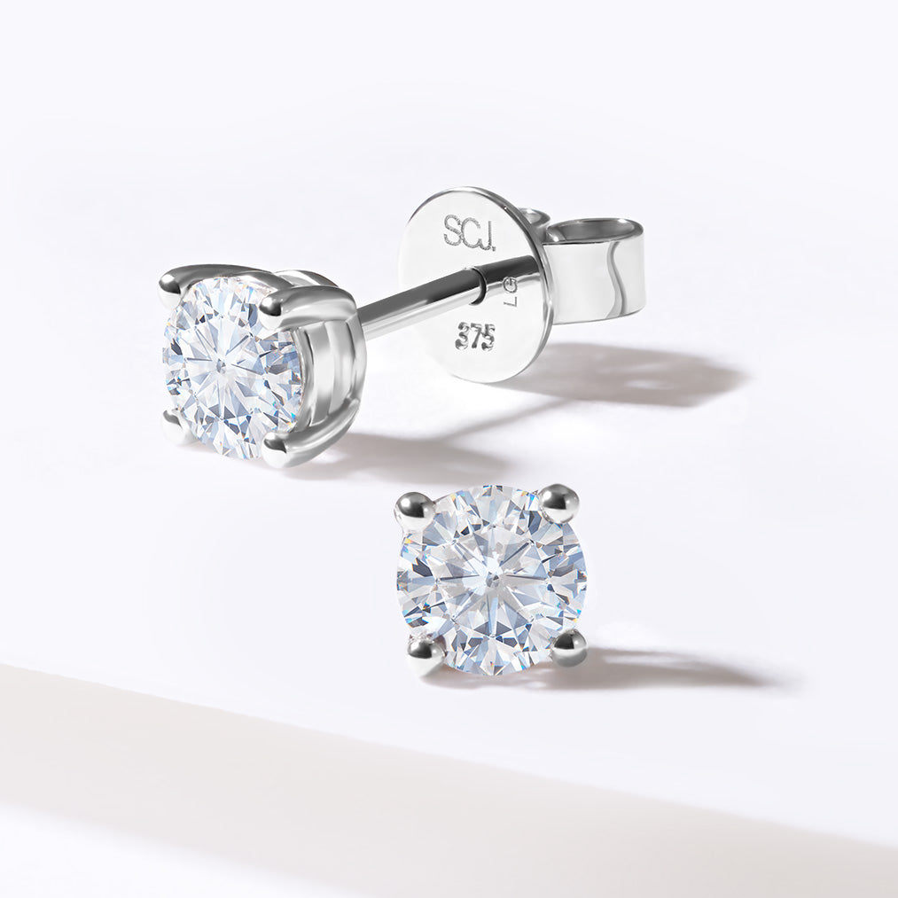 9K White Gold Round Brilliant Lab Diamond Stud Earrings 0.60tdw