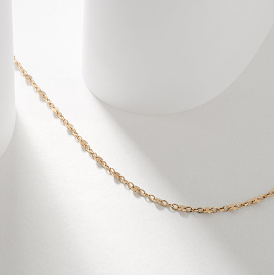 9k Yellow Gold Flat Disc Necklace 45cm