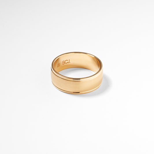 9K Yellow Gold Brushed Finish Centre And Polished Edges Band 8mm