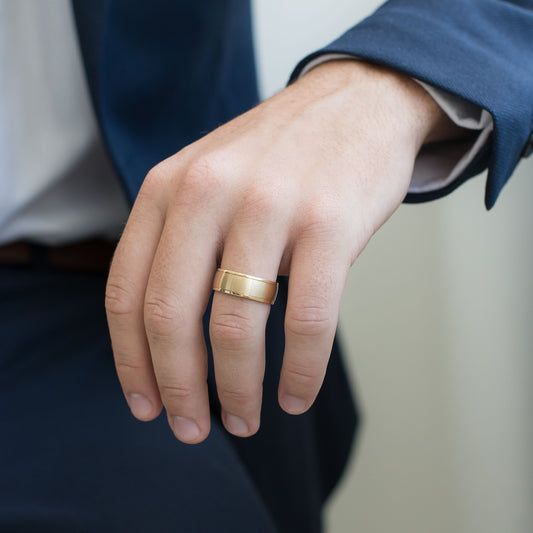 9K Yellow Gold Brushed Finish Centre And Polished Edges Band 8mm