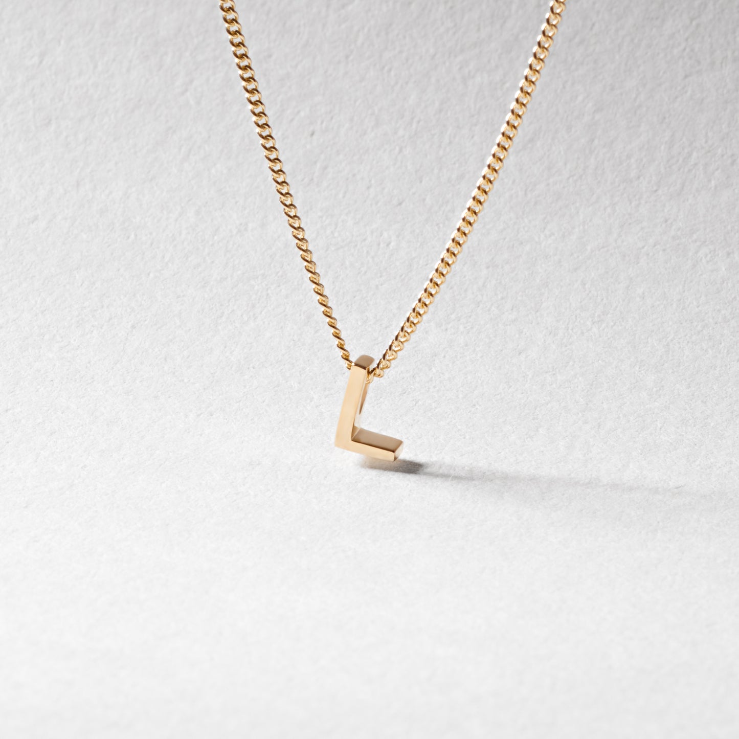 9K Yellow Gold 6mm Slider Initial L with Chain 45cm