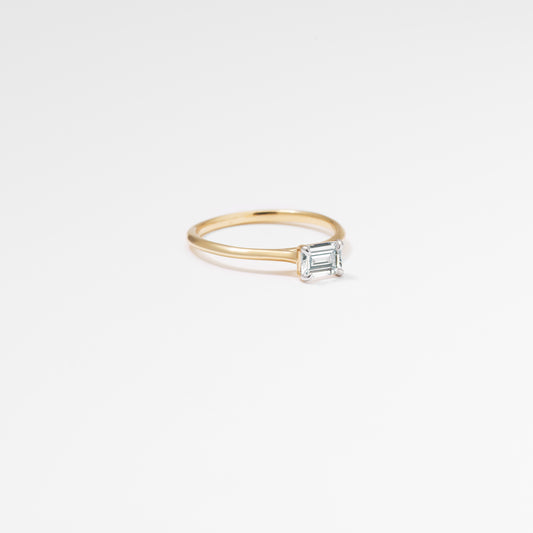 9K Yellow Gold 0.50ct Emerald Cut Lab Diamond East/West Ring