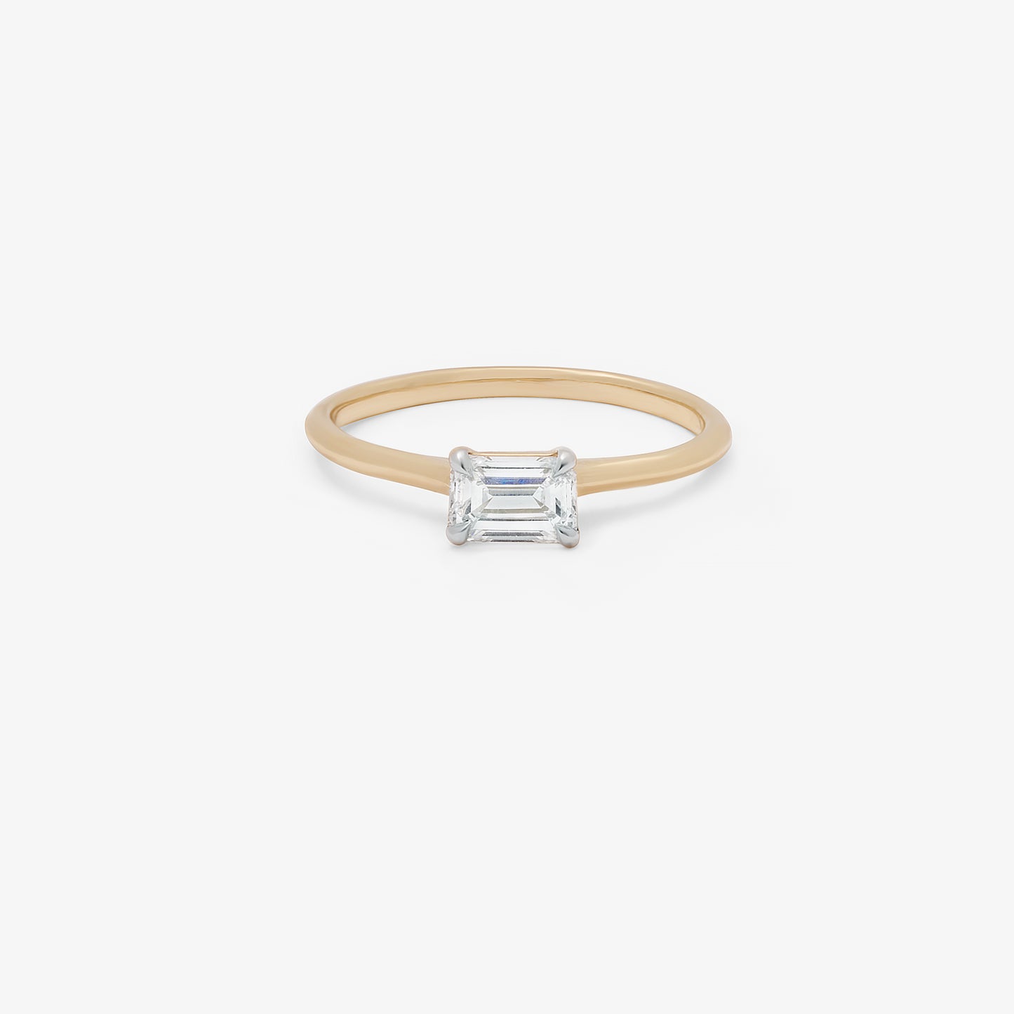 9K Yellow Gold 0.50ct Emerald Cut Lab Diamond East/West Ring