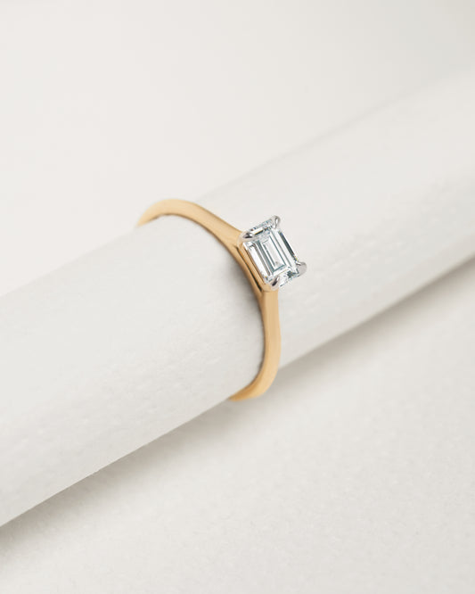 9K Yellow Gold 0.50ct Emerald Cut Lab Diamond East/West Ring