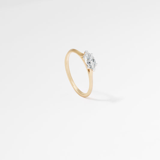 9K Yellow Gold 0.50ct Marquise Lab Diamond East/West Ring