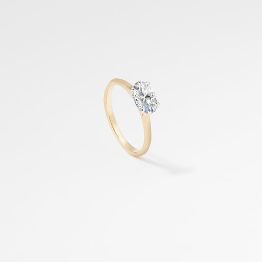 9K Yellow Gold 1ct Oval Lab Diamond East/West Ring