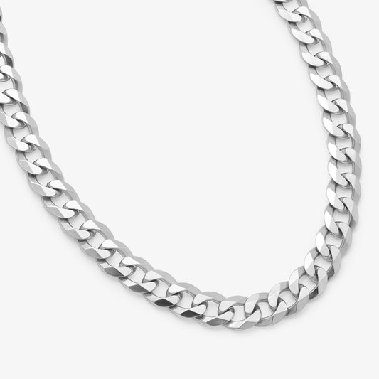 Sterling Silver 7mm Rhodium Plated Curb Chain 55cm