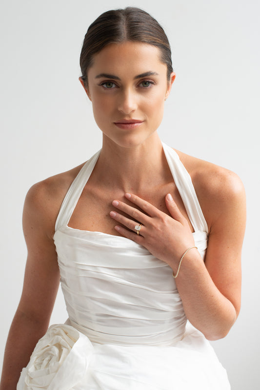 18K Yellow Gold 3ct Elongated Cushion Lab Diamond Solitaire With Diamond Gallery Ring