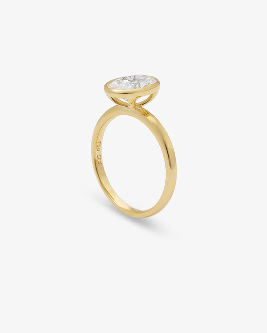 18K Yellow Gold 2.0ct Oval Lab Diamond Bezel Set Ring