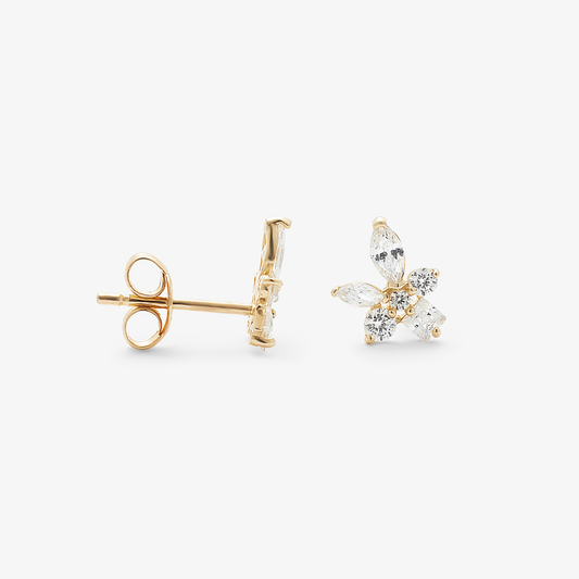 9Y marquise, round and princess cubic zirconia claw set cluster stud earrings