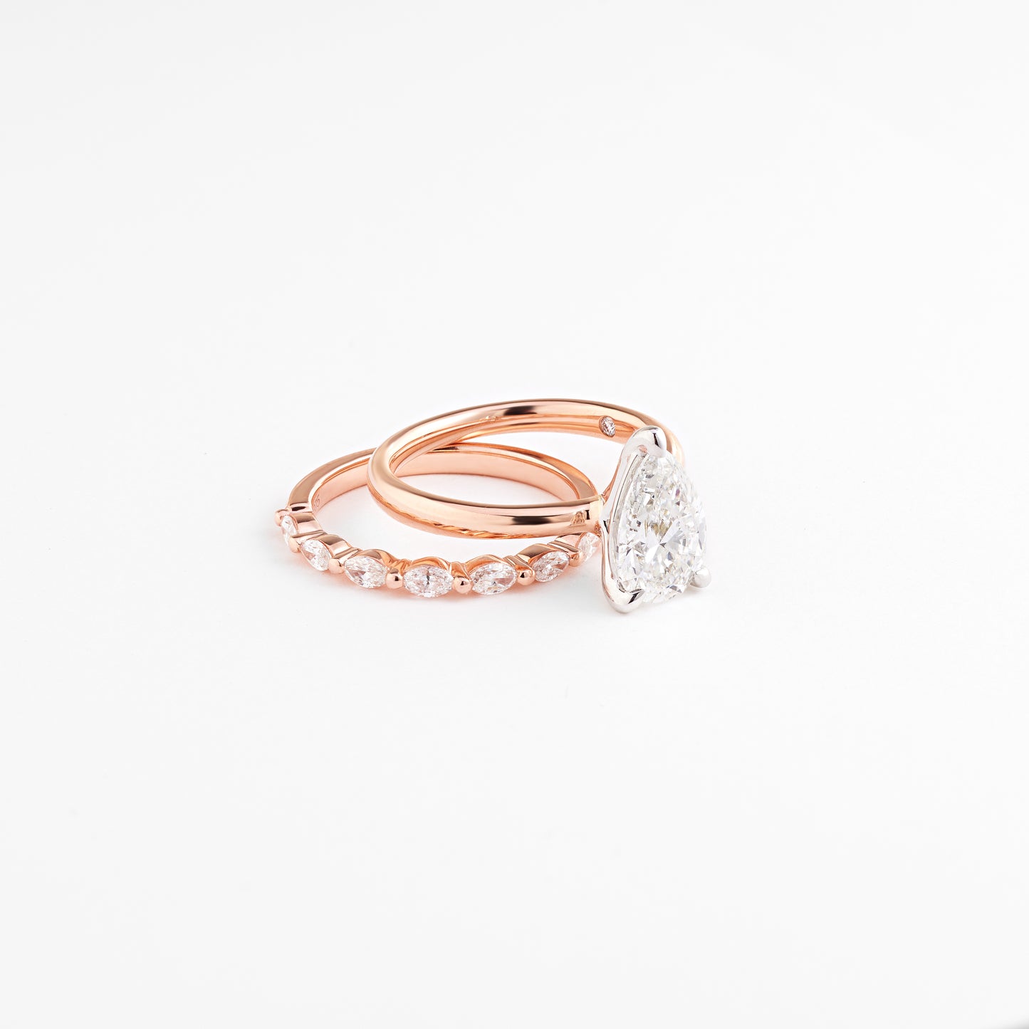 9K Rose Gold Marquise Floating Wedder or Eternity Ring 0.35tdw