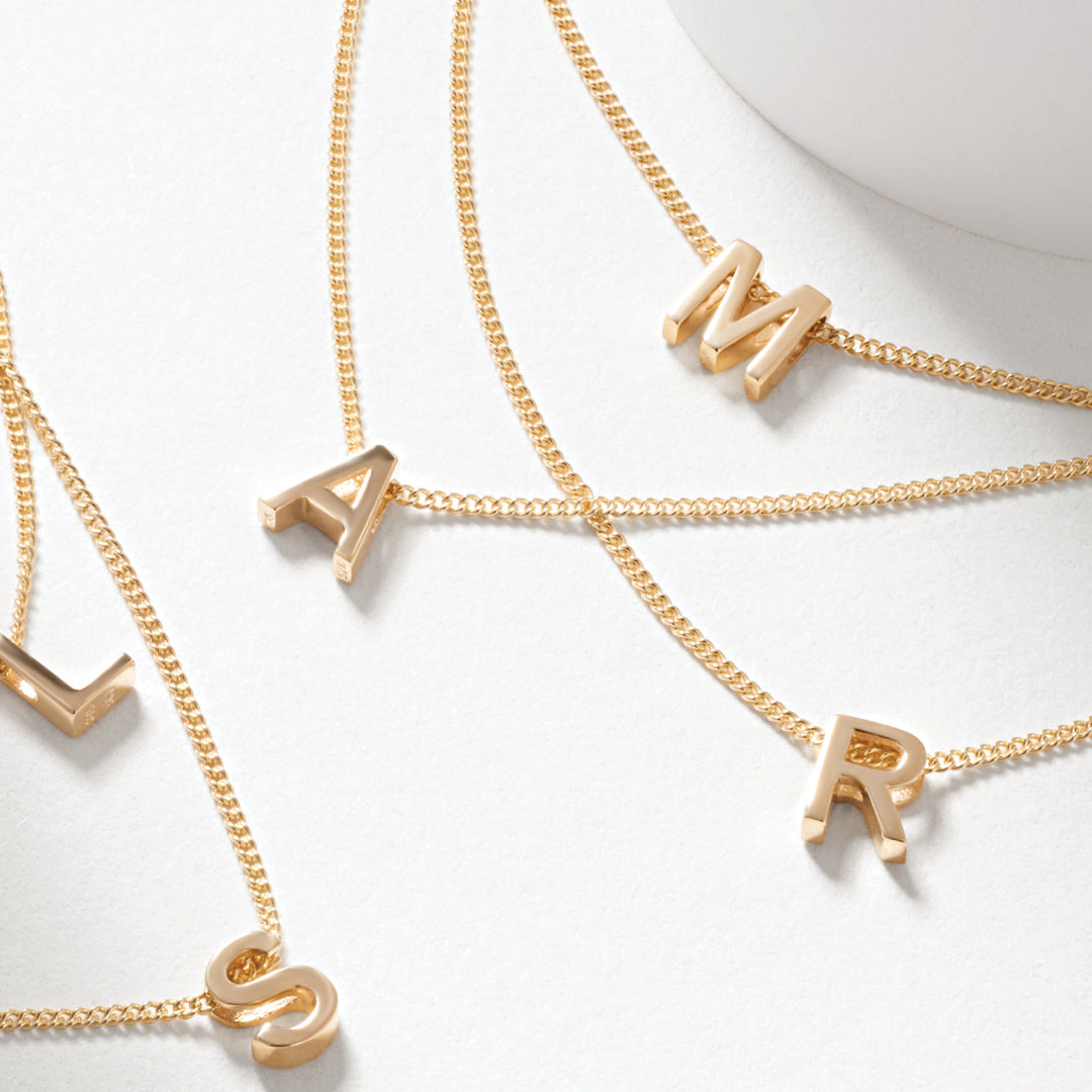 9K Yellow Gold 6mm Slider Initial A with Chain 45cm