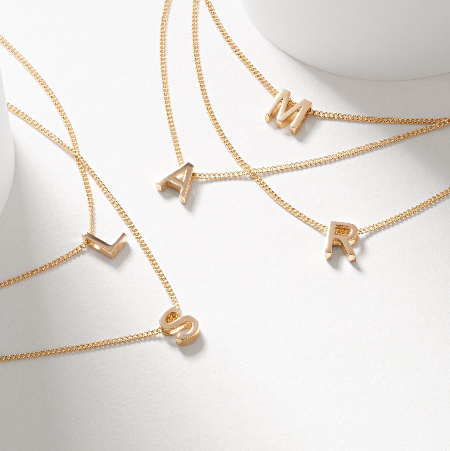 9K Yellow Gold 6mm Slider Initial L with Chain 45cm