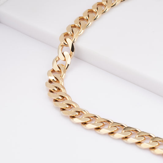 9K Yellow Gold 22cm Solid Cuban Curb Link Bracelet with Box Clasp