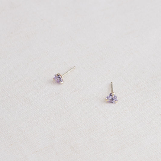 Sterling Silver Petite Round Lavender Zirconia Stud Earrings