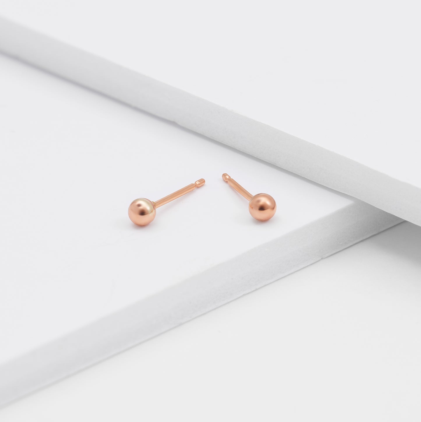 9K Rose Gold Ball Stud Earrings 3mm