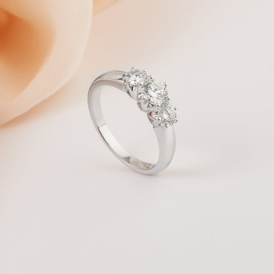 18K White Gold Diamond Trilogy Engagement or Anniversary Ring 1.0tdw
