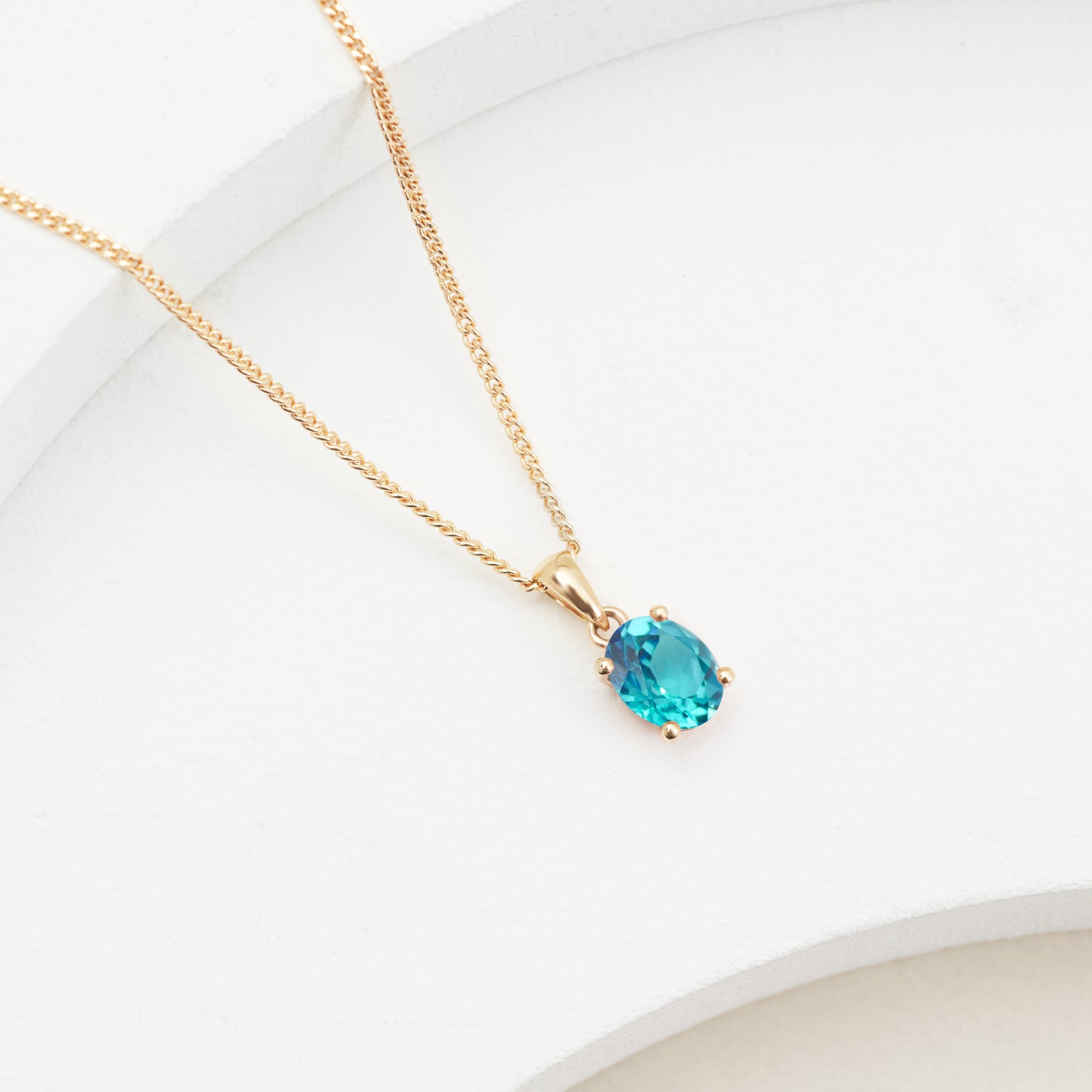 9K Yellow Gold Oval Created Paraiba Pendant