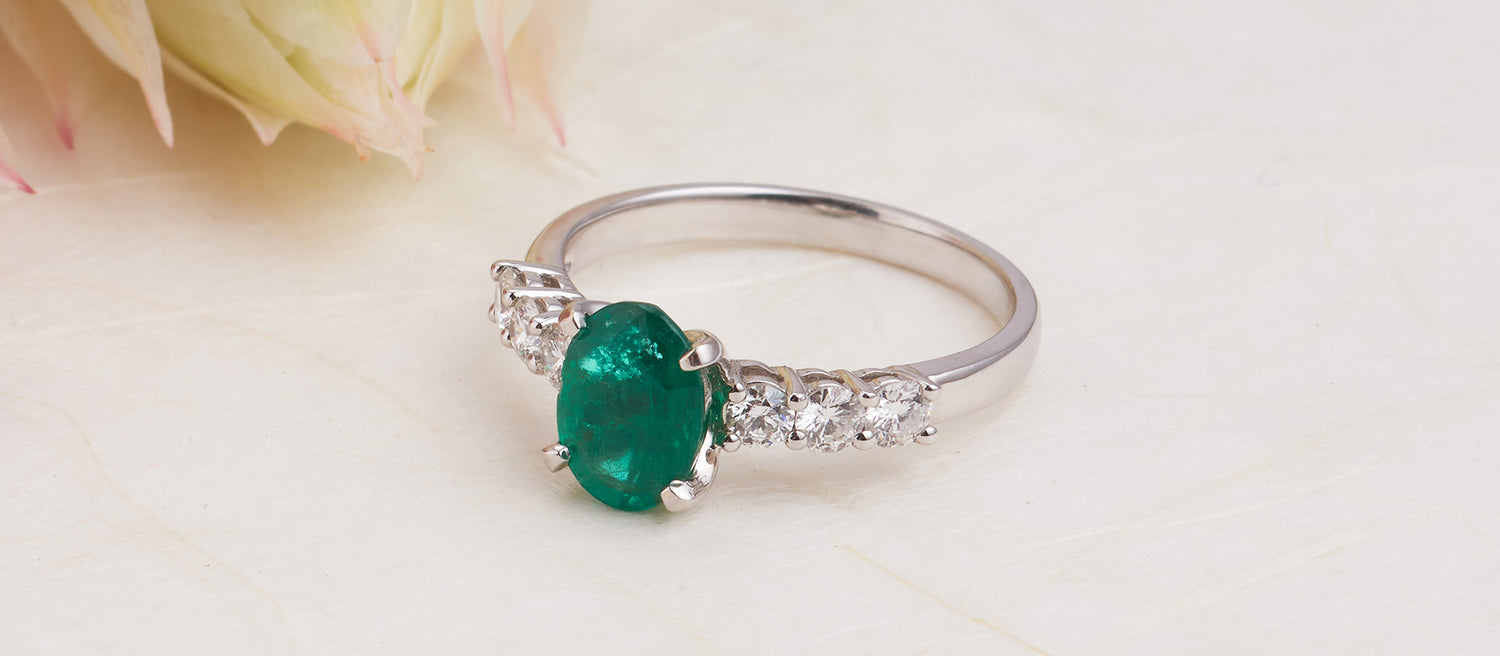 Emerald Tourmaline Tsavorite Engagement Rings