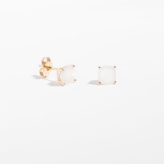 9K Yellow Gold Moonstone June Birthstone Stud Earrings