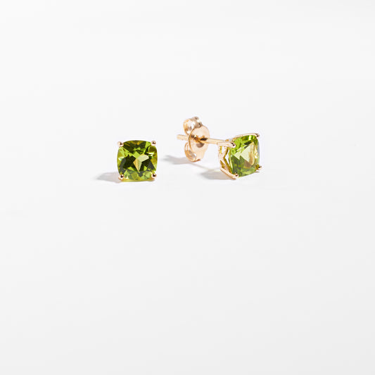 9K Yellow Gold Peridot August Birthstone Stud Earrings