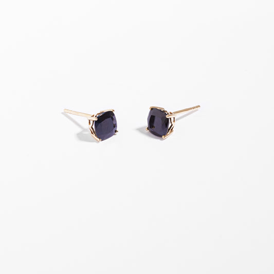 9K Yellow Gold Sapphire September Birthstone Stud Earrings