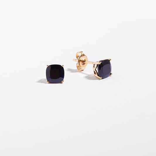 9K Yellow Gold Sapphire September Birthstone Stud Earrings