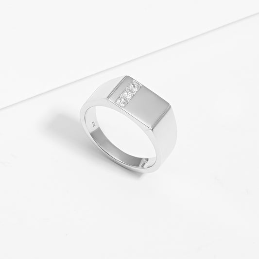 Sterling Silver Princess Cut Zirconia Rectangle Flat Top Ring