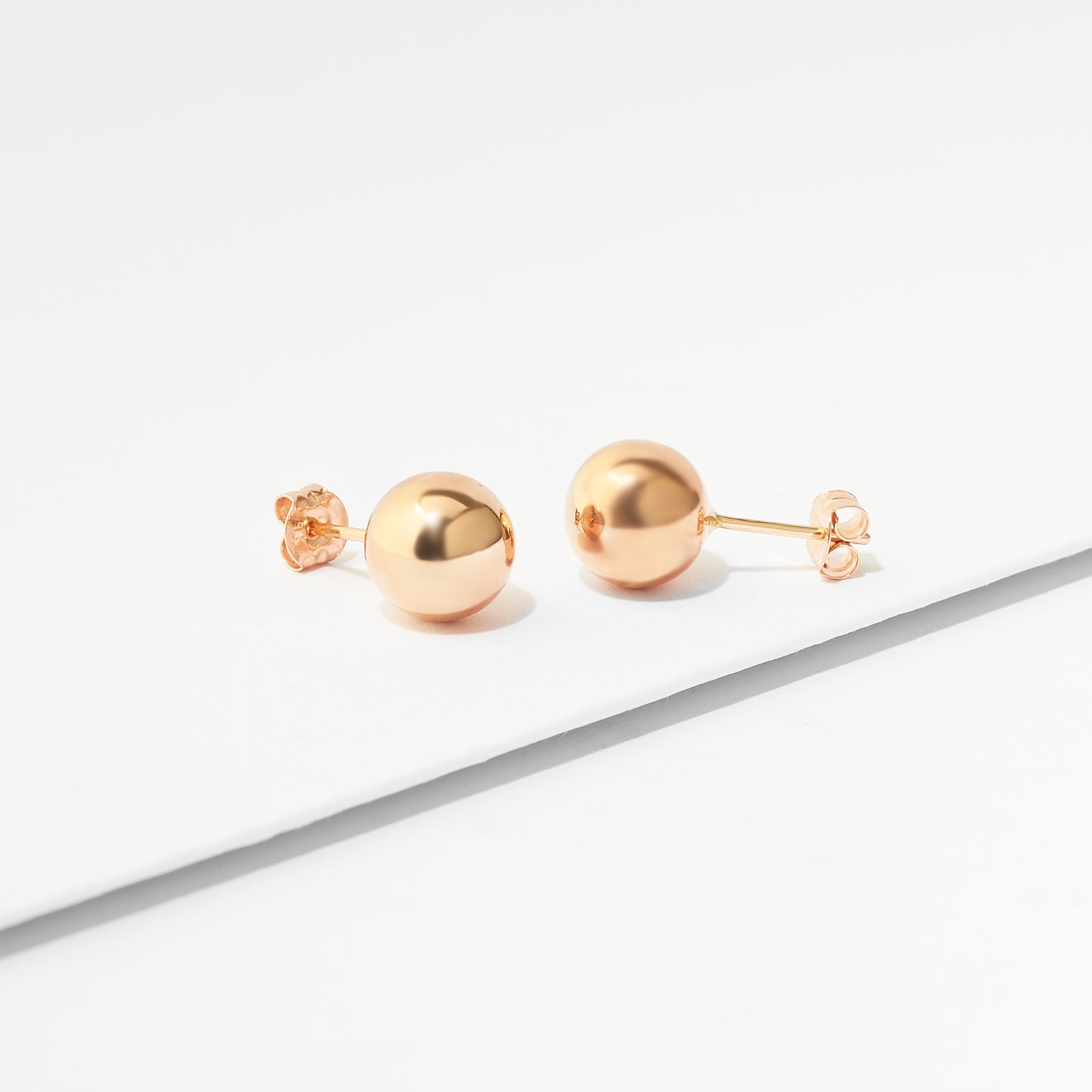 9K Rose Gold Ball Stud Earrings