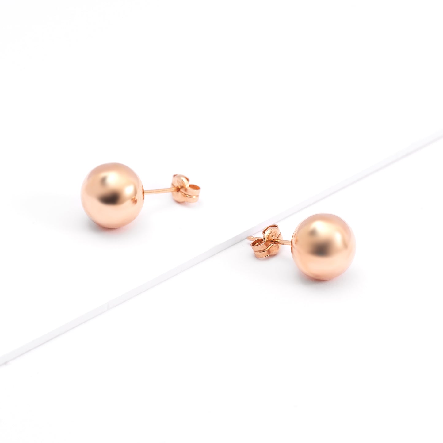 9K Rose Gold Ball Stud Earrings