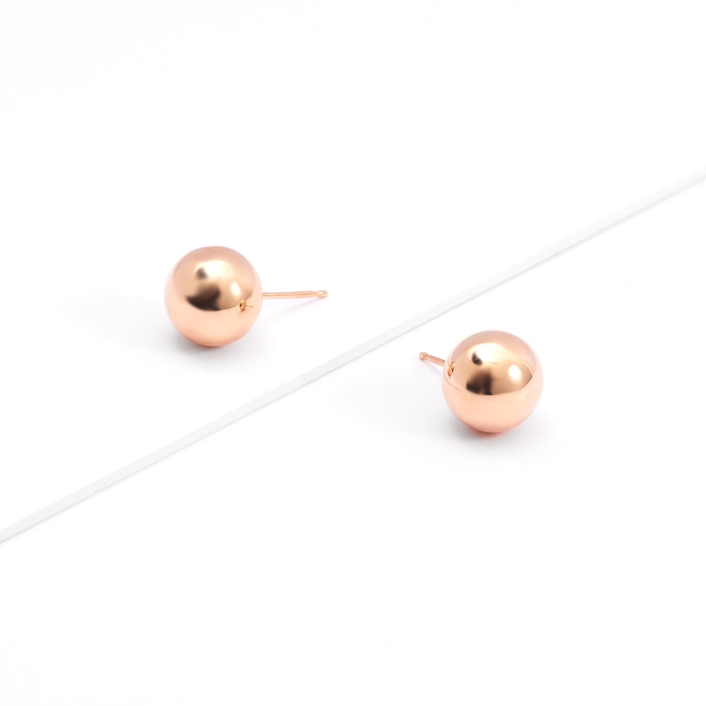 9K Rose Gold Ball Stud Earrings