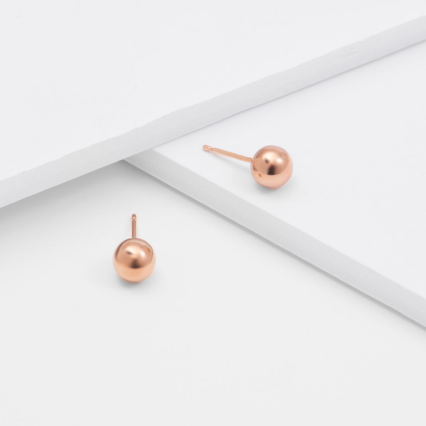 9K Rose Gold Ball Stud Earrings