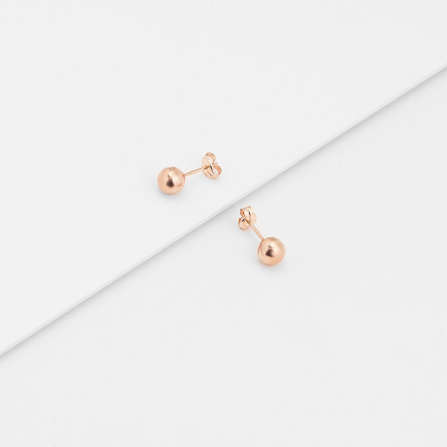 9K Rose Gold Ball Stud Earrings