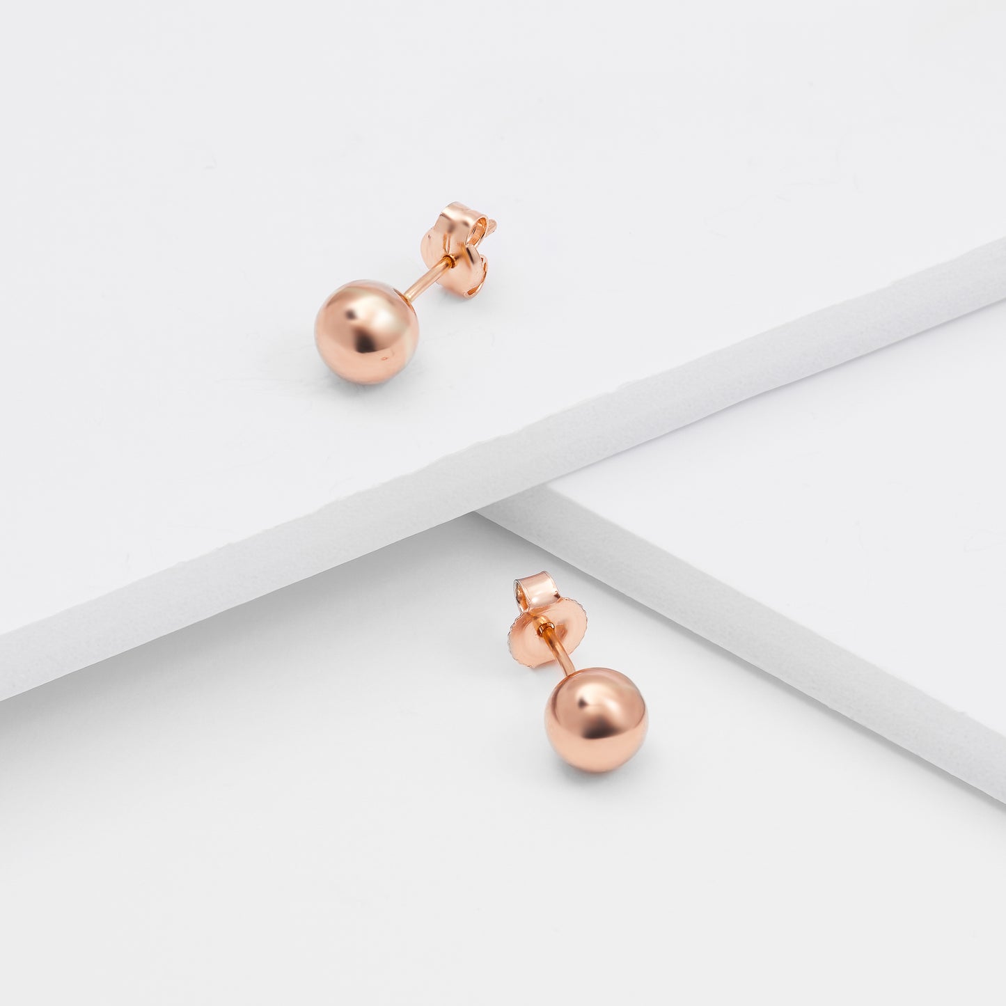 9K Rose Gold Ball Stud Earrings