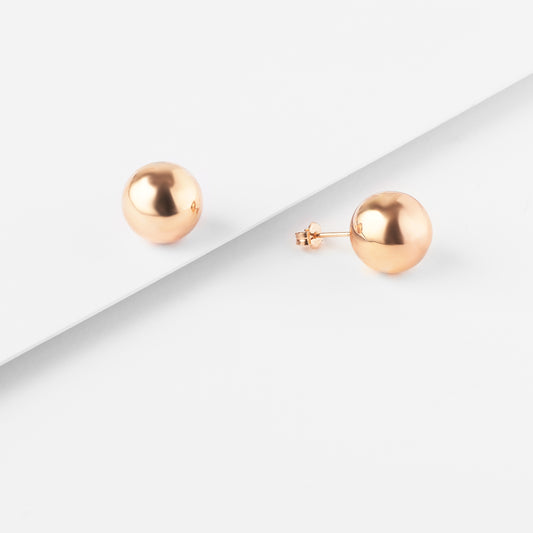 9K Rose Gold Ball Stud Earrings 12mm