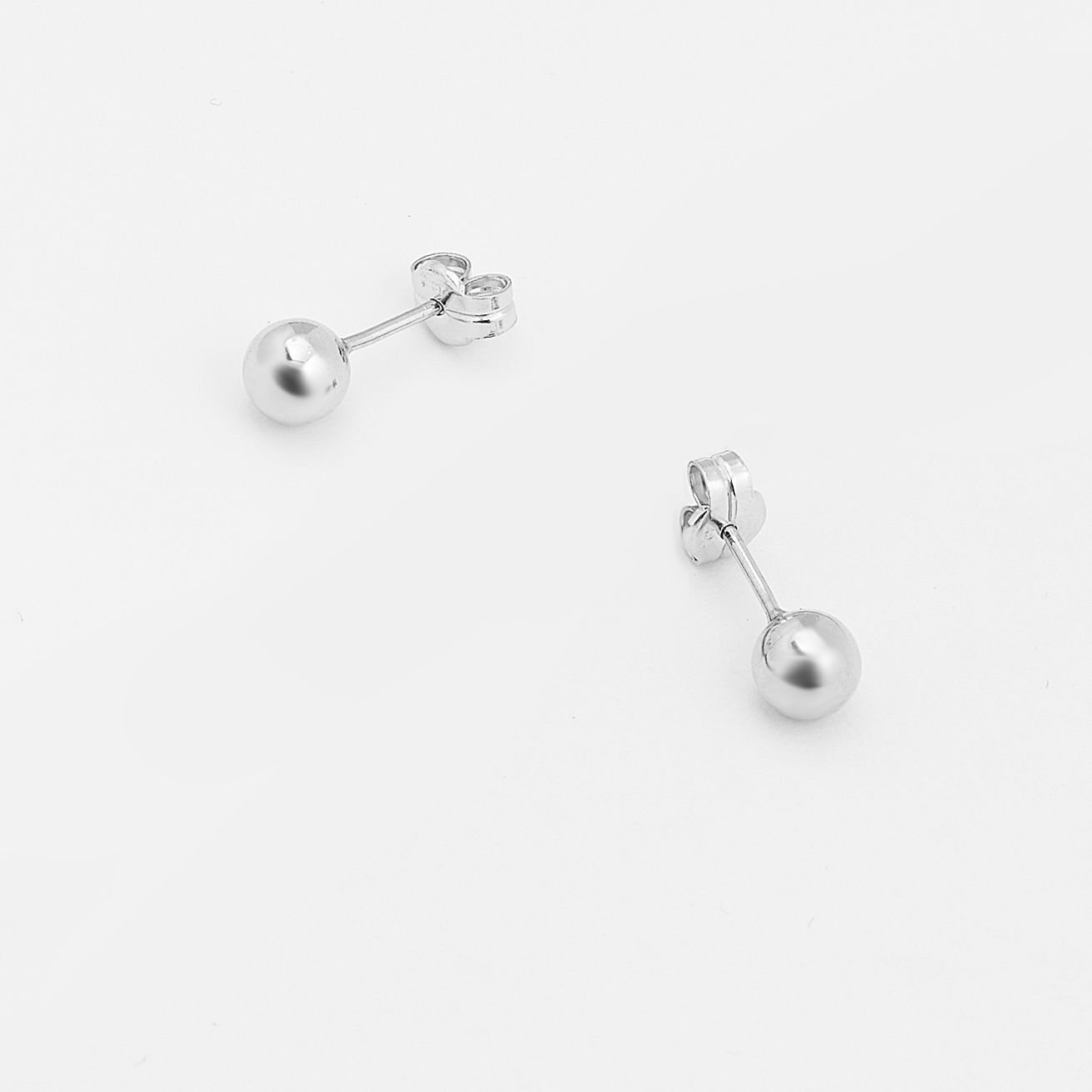 9K White Gold Ball Stud Earrings