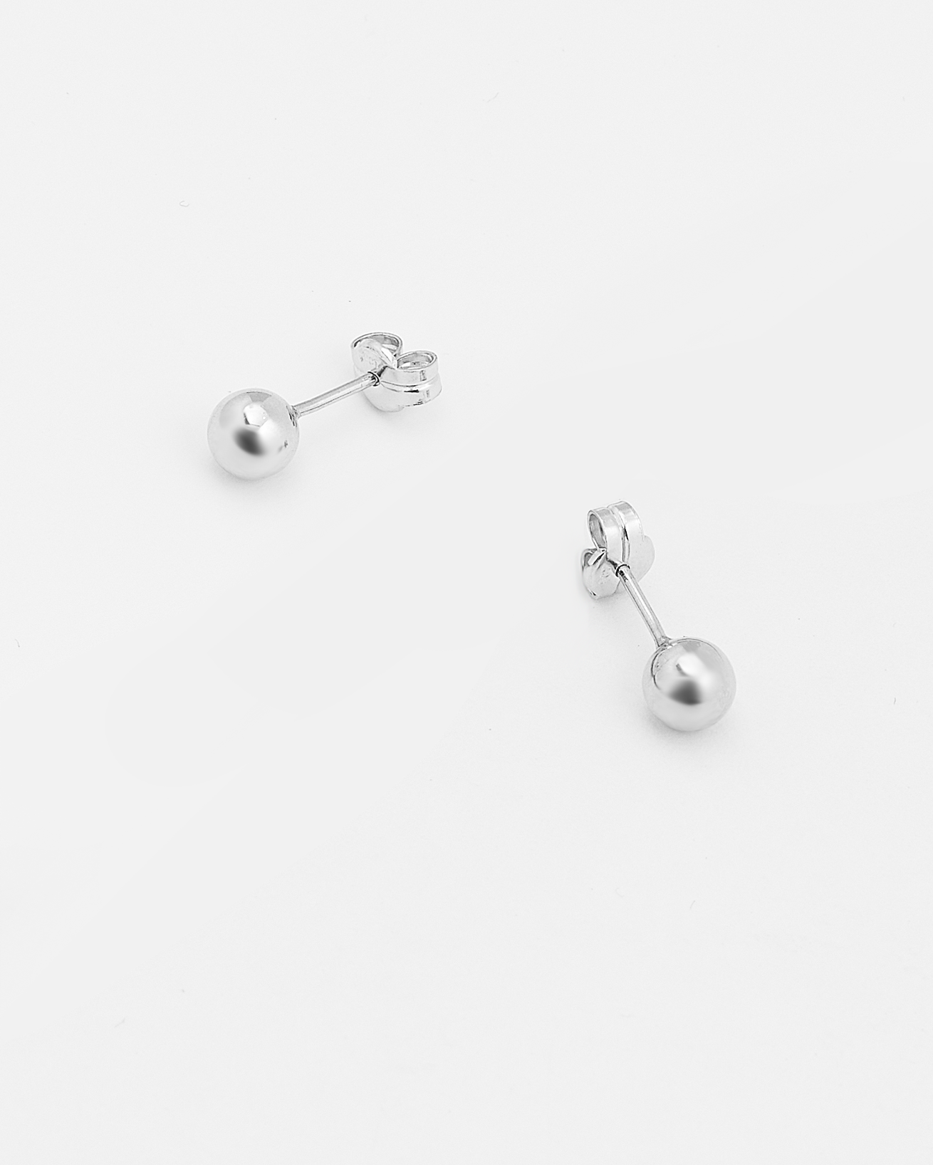 9K White Gold Ball Stud Earrings