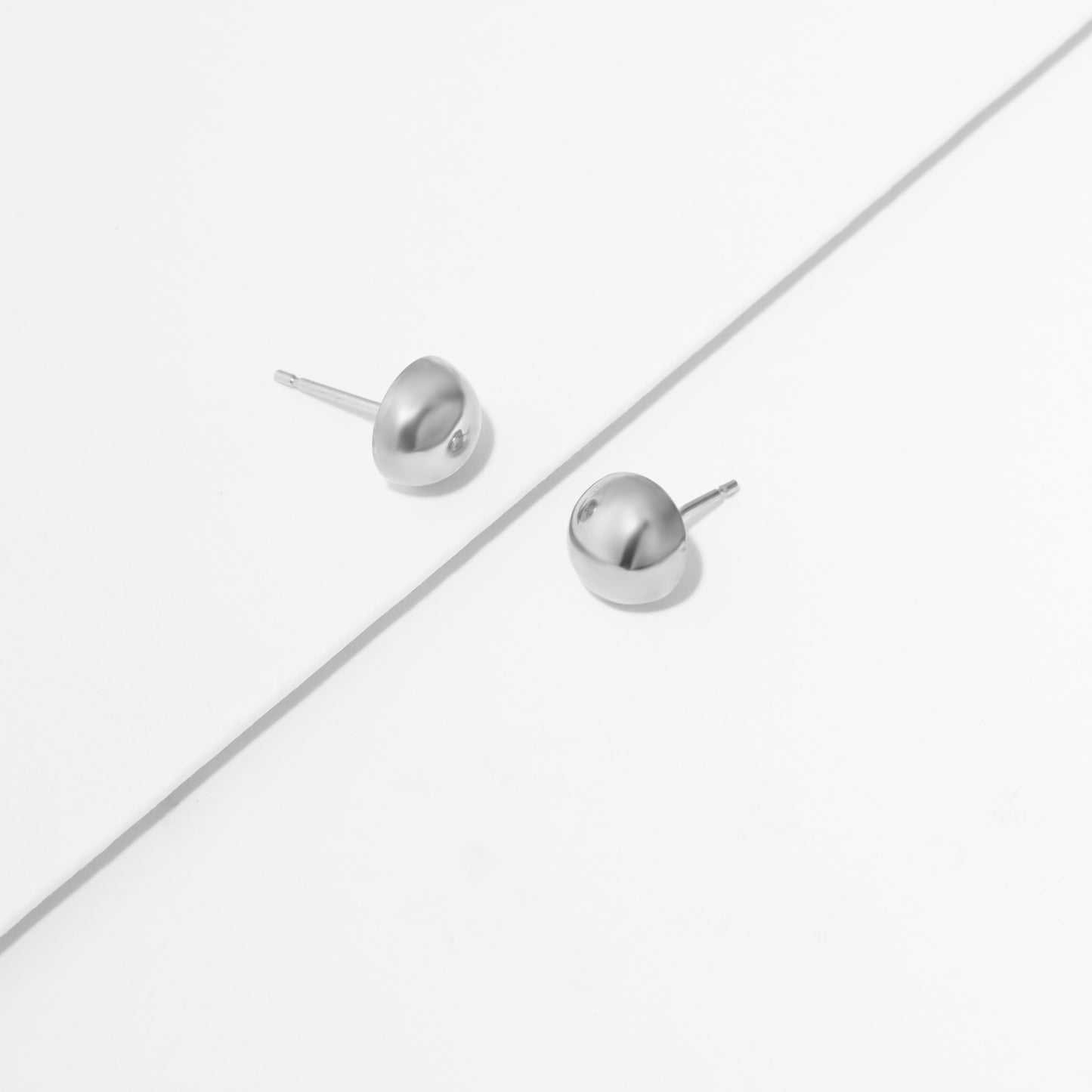 9K White Gold Dome Stud Earrings