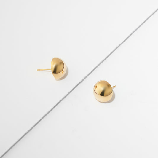 9K Yellow Gold Dome Stud Earrings
