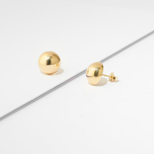 9K Yellow Gold Dome Stud Earrings