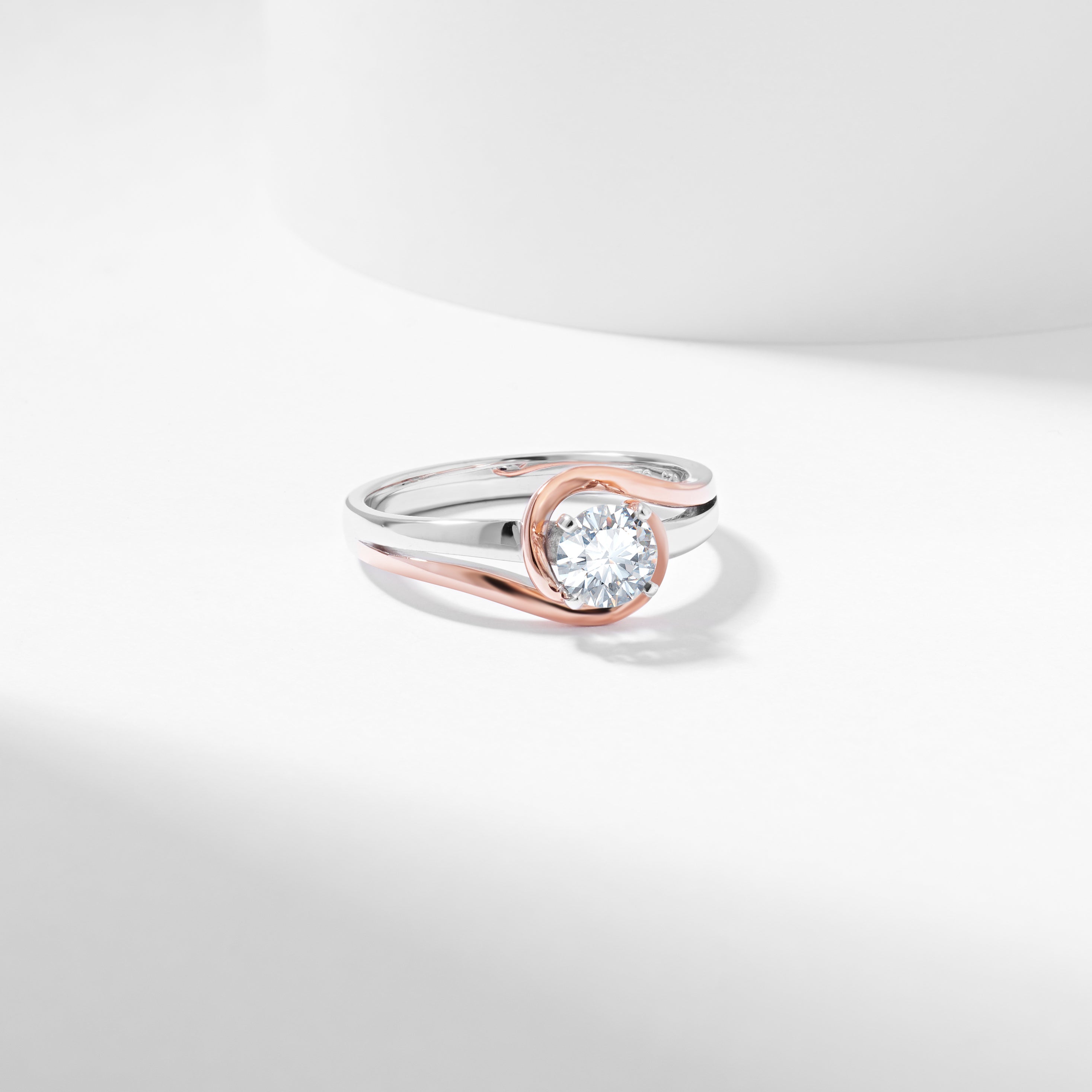 Round Brilliant Lab Grown Diamond Solitaire Swirl Engagement Ring 0.65tdw