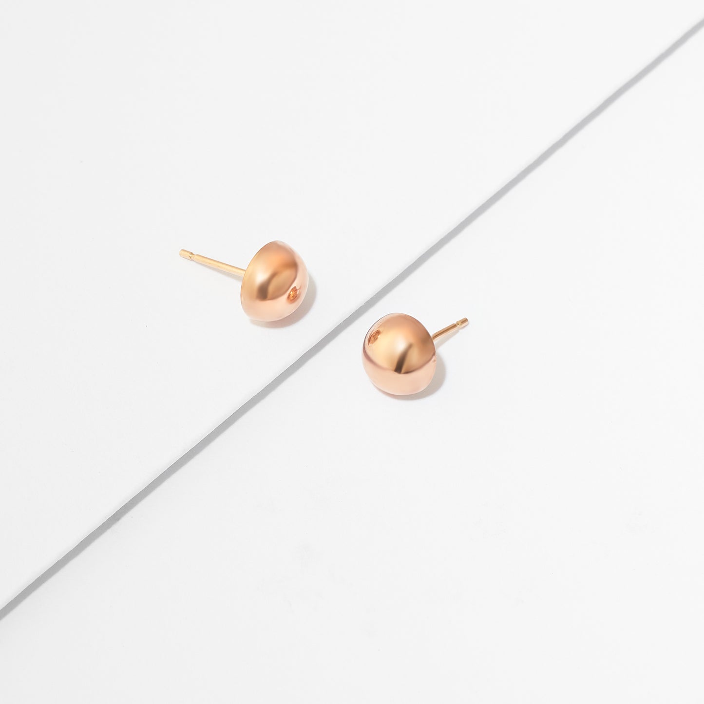 9K Rose Gold Dome Stud Earrings