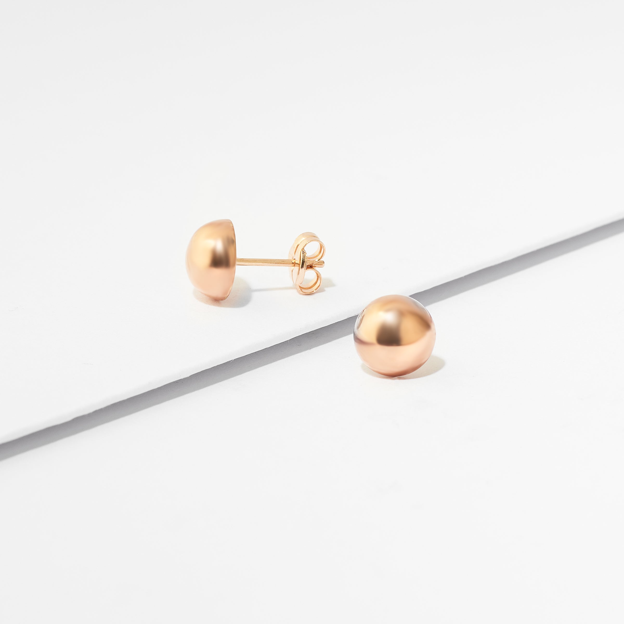 9K Rose Gold Dome Stud Earrings