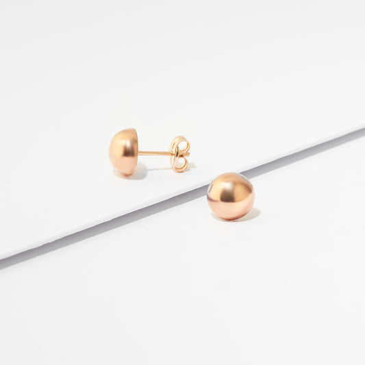 9K Rose Gold Dome Stud Earrings