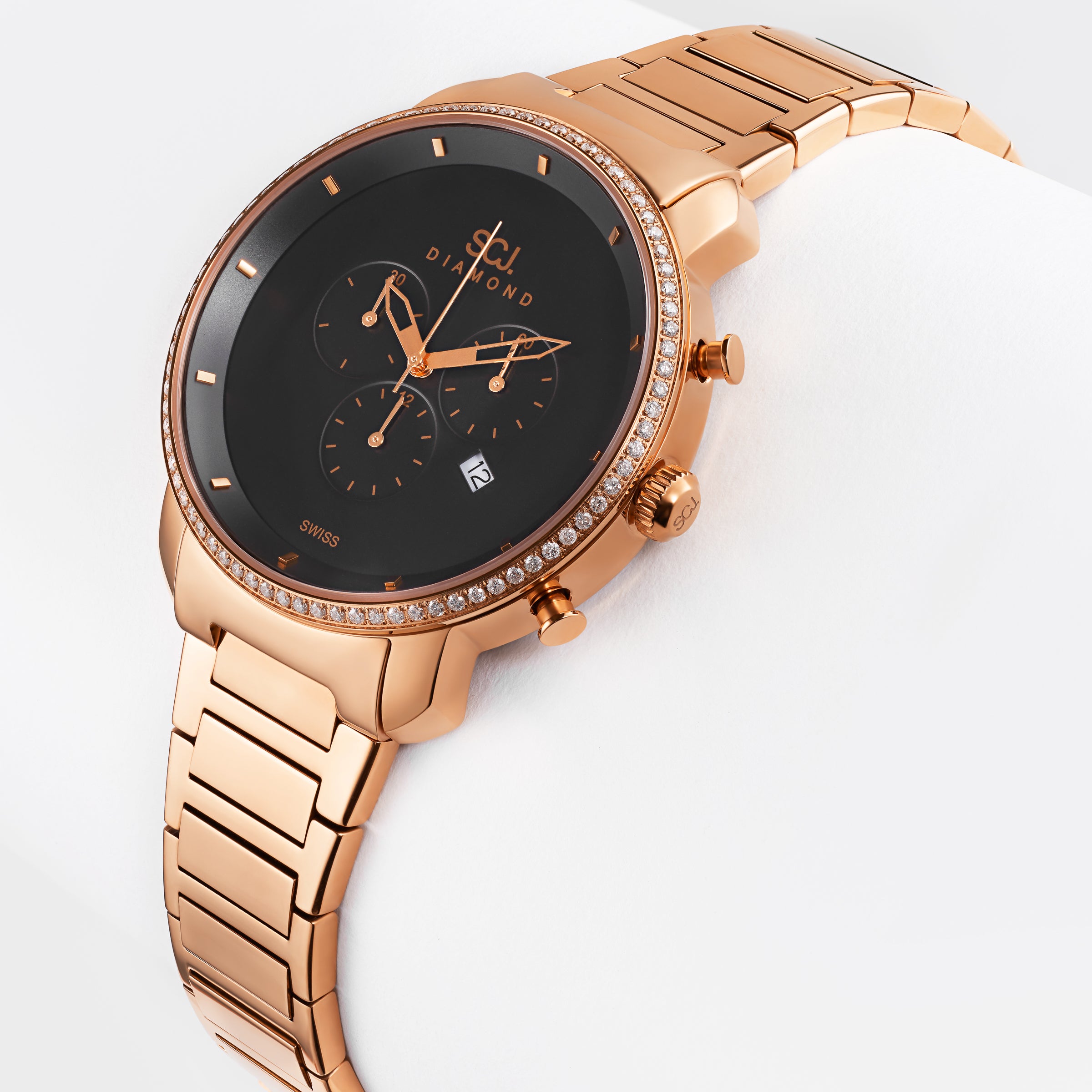 25% OFF APPLIED TO CART - Stainless Steel Rose Tone Diamond Watch