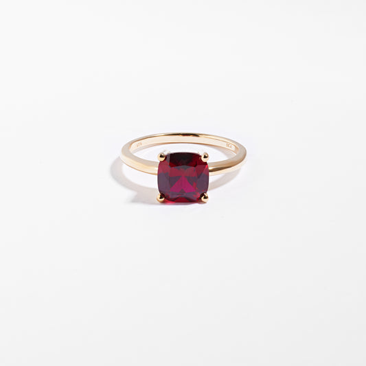 9K Yellow Gold Created Ruby July Birthstone Ring