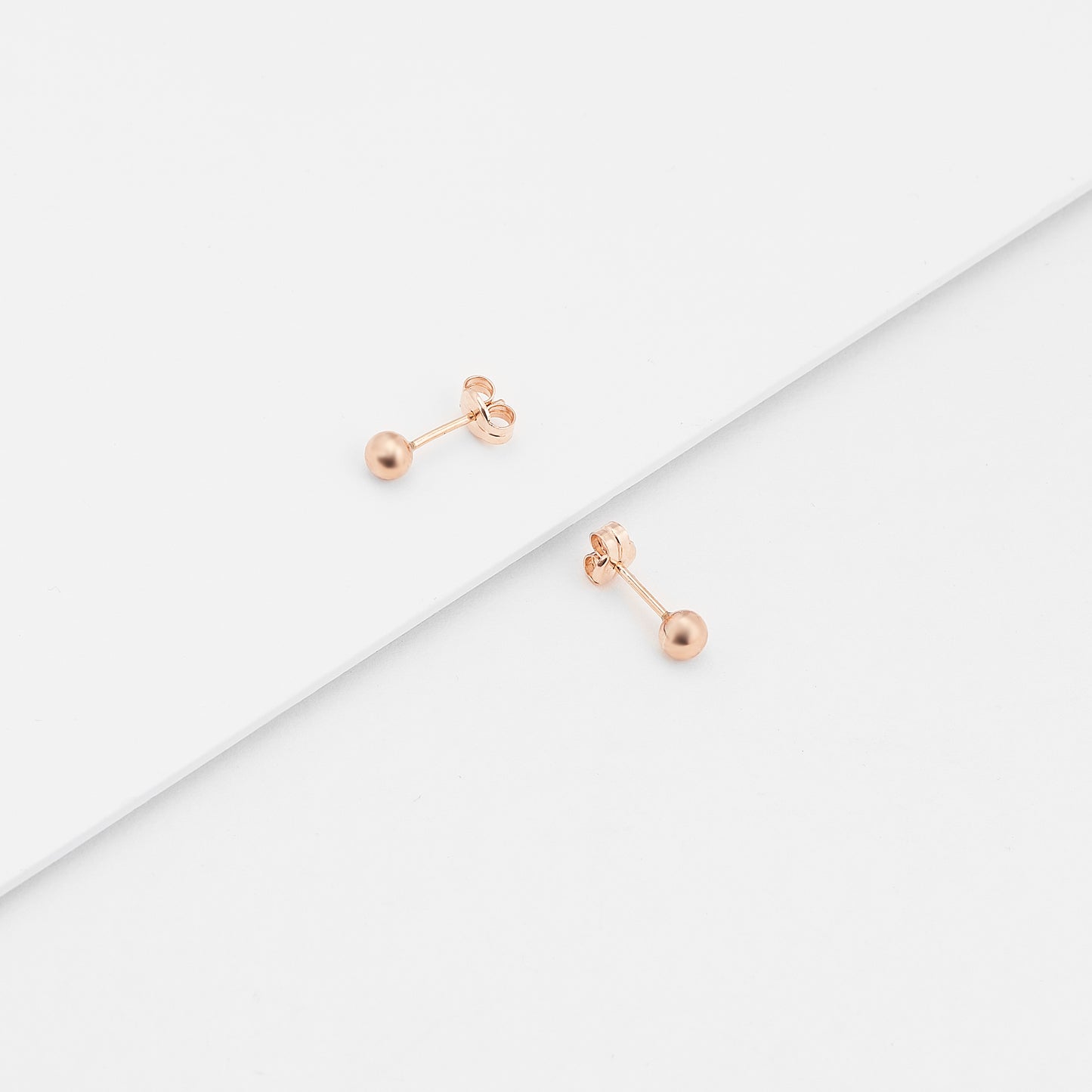 9K Rose Gold Ball Stud Earrings